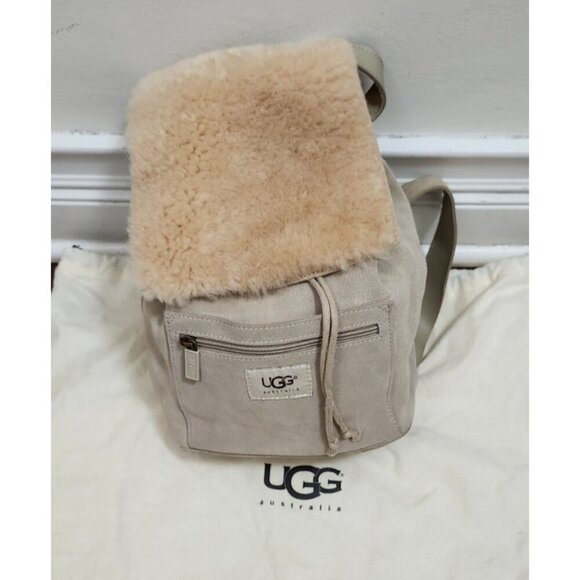 Women\'s UGG AUSTRALIA beige Suede Shearling Mini Backpack main image 13